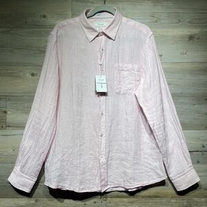 Porter & Ash 100% Linen Shirt Long Sleeve Pink Button Up Casual Summer Men’s XL